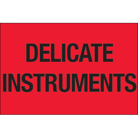 2 x 3" - "Delicate Instruments" (Fluorescent Red) Labels