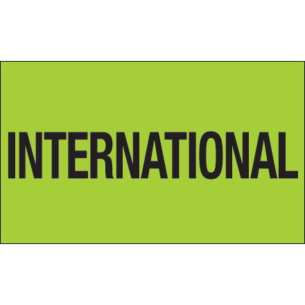 3 x 5" - "International" (Fluorescent Green) Labels