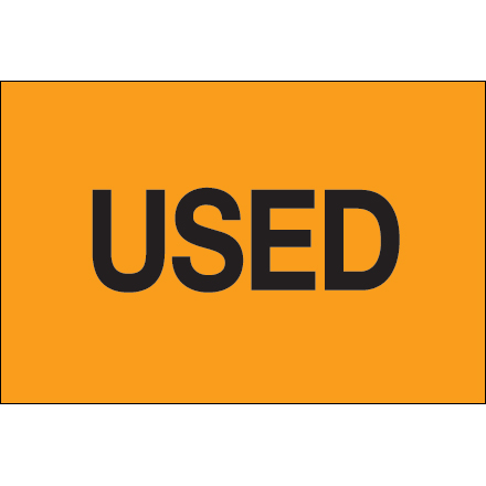 2 x 3" - "Used" (Fluorescent Orange) Labels