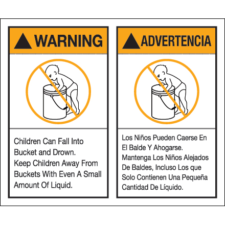 5 x 6" - "Warning Advertencia" Label Set