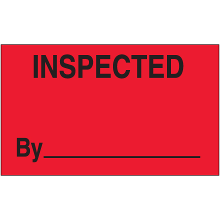 3 x 5" - "Inspected By" (Fluorescent Red) Labels