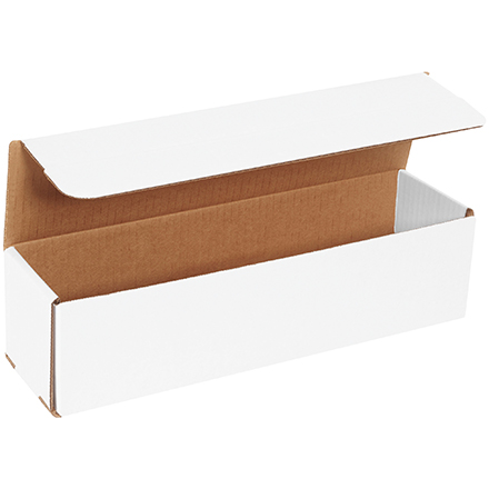 13 <span class='fraction'>1/2</span> x 3 <span class='fraction'>1/2</span> x 3 <span class='fraction'>1/2</span>" White Corrugated Mailers