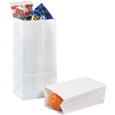 5 x 3 <span class='fraction'>1/4</span> x 9 <span class='fraction'>3/4</span>" White Grocery Bags