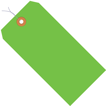 4 <span class='fraction'>1/4</span> x 2 <span class='fraction'>1/8</span>" Green 13 Pt. Shipping Tags - Pre-Wired