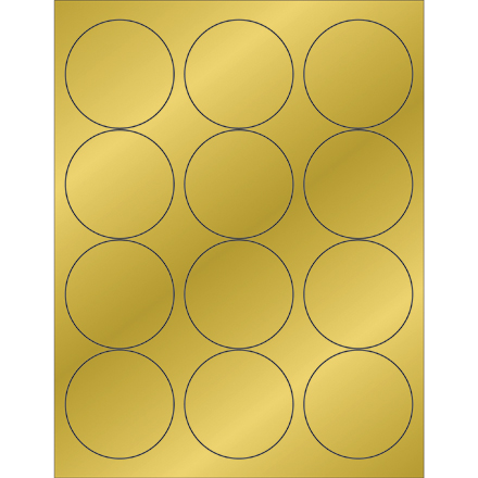 2 <span class='fraction'>1/2</span>" Gold Foil Circle Laser Labels