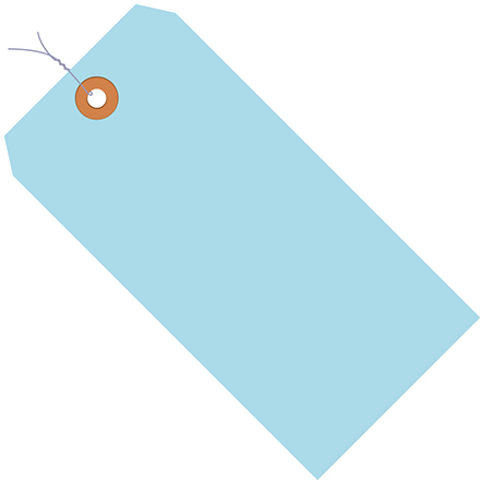 4 <span class='fraction'>3/4</span> x 2 <span class='fraction'>3/8</span>" Light Blue 13 Pt. Shipping Tags - Pre-Wired