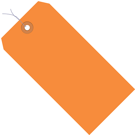4 <span class='fraction'>1/4</span> x 2 <span class='fraction'>1/8</span>" Orange 13 Pt. Shipping Tags - Pre-Wired