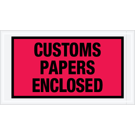 5 <span class='fraction'>1/2</span> x 10" Red "Customs Papers Enclosed" Envelopes