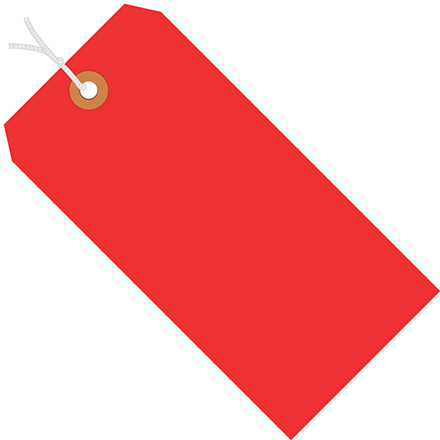 3 <span class='fraction'>3/4</span> x 1 <span class='fraction'>7/8</span>" Red 13 Pt. Shipping Tags - Pre-Strung